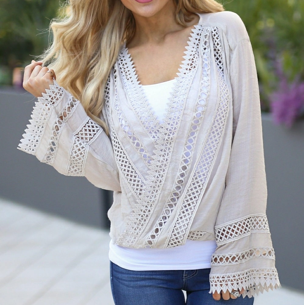 Cream High-Lo Blouse